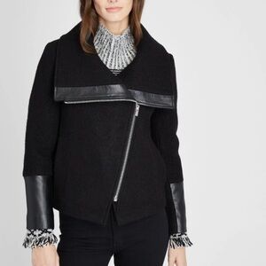 Club Monaco Black Leather-Accented Jacket - NWT